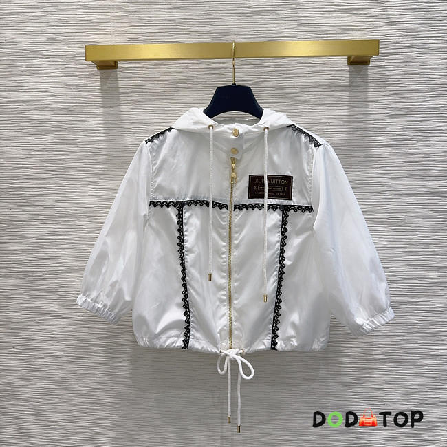 Louis Vuitton Lace Trim Hooded Parka white  - 1