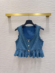 Louis Vuitton Monogram Denim Peplum Crop Top  - 1