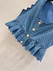 Louis Vuitton Monogram Denim Peplum Crop Top  - 2