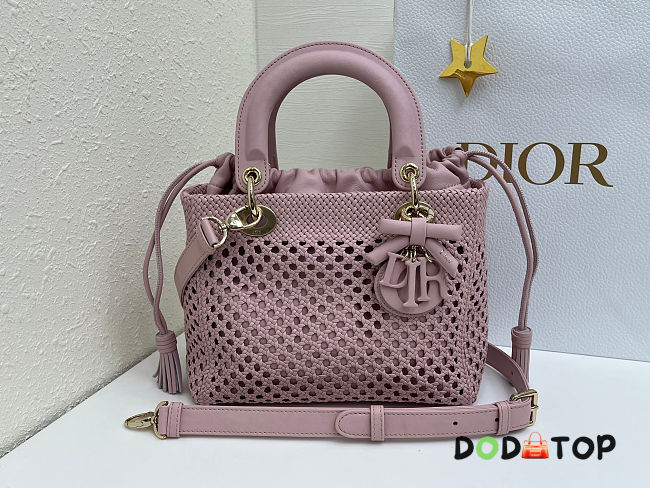 Dior Medium Lady Bag Pink Woven Calfskin bag size 24x21x12cm  - 1