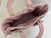 Dior Medium Lady Bag Pink Woven Calfskin bag size 24x21x12cm  - 3