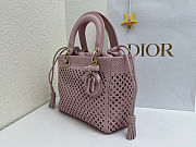 Dior Medium Lady Bag Pink Woven Calfskin bag size 24x21x12cm  - 4