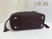Dior Medium Lady Bag wine color Woven Calfskin bag size 24x21x12cm  - 4