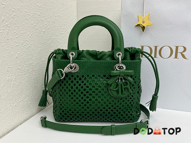 Dior Medium Lady Bag green Woven Calfskin bag size 24x21x12cm - 1