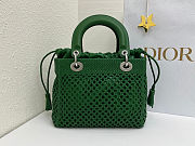 Dior Medium Lady Bag green Woven Calfskin bag size 24x21x12cm - 4
