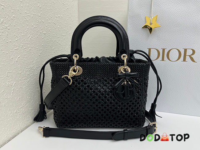 Dior Medium Lady Bag black Woven Calfskin bag size 24x21x12cm  - 1