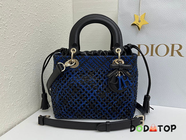 Dior Medium Lady Bag blue Woven Calfskin bag size 24x21x12cm - 1