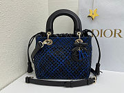 Dior Medium Lady Bag blue Woven Calfskin bag size 24x21x12cm - 1