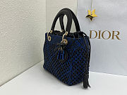 Dior Medium Lady Bag blue Woven Calfskin bag size 24x21x12cm - 4