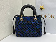 Dior Medium Lady Bag blue Woven Calfskin bag size 24x21x12cm - 2