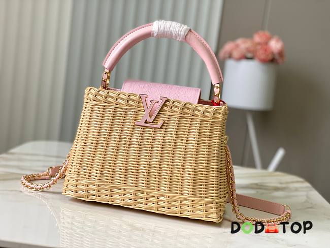 Louis Vuitton Rattan Calfskin Capucines bag pink size 27x18x9cm  - 1