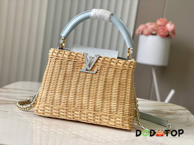 Louis Vuitton Rattan Calfskin Capucines bag blue size 27x18x9cm  - 1