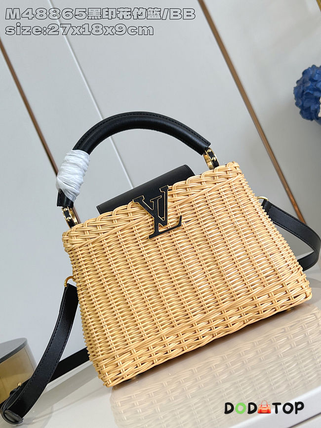 Louis Vuitton Rattan Calfskin Capucines bag black size 27x18x9cm - 1