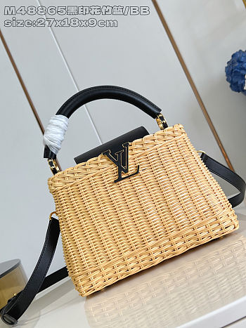 Louis Vuitton Rattan Calfskin Capucines bag black size 27x18x9cm