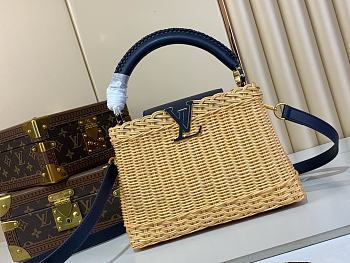 Louis Vuitton Rattan Calfskin Capucines bag navy size 27x18x9cm