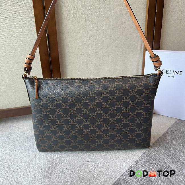 Celine Duo Zipped Bag In Triomphe Canvas And Natural Calfskin size 36.5×24×10cm - 1