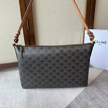 Celine Duo Zipped Bag In Triomphe Canvas And Natural Calfskin size 36.5×24×10cm
