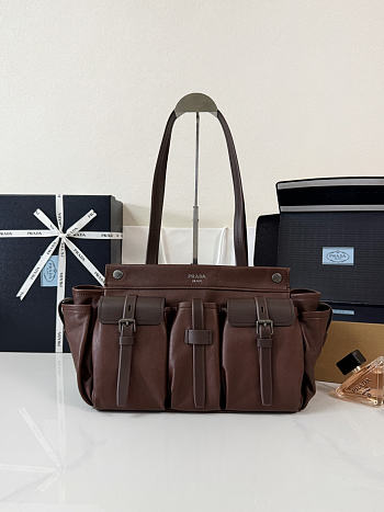 Prada Route large leather tote bag Color Cocoa Brown size 34x25x17cm