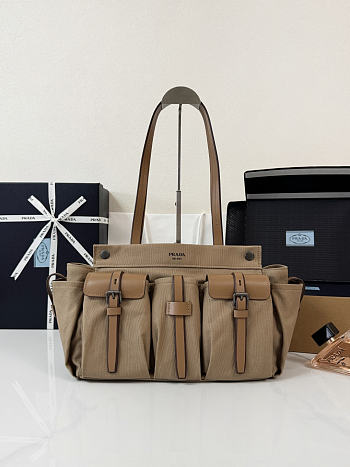 Prada Route large leather tote bag color sand Beige size 34x25x17cm