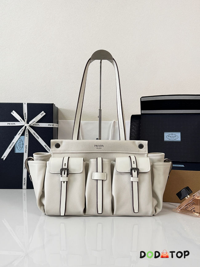 Prada Route large leather tote bag white size 34x25x17cm - 1