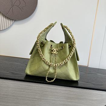 Chanel Small 25 Handbag Light Green Caviar Gold size 30x26x14cm