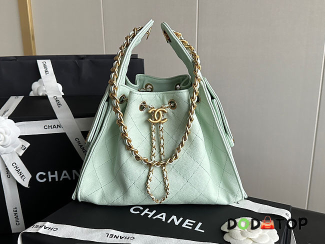 Chanel Small 25 Handbag Light Tiffany blue Caviar Gold size 30x26x14cm - 1