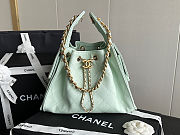 Chanel Small 25 Handbag Light Tiffany blue Caviar Gold size 30x26x14cm - 1