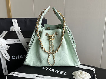Chanel Small 25 Handbag Light Tiffany blue Caviar Gold size 30x26x14cm