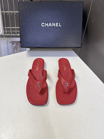 Chanel sandals red lambskin