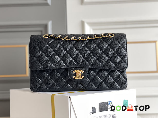 Chanel Flap Caviar Black Bag Gold Hardware Size 15.5 x 25.5 x 6.5 cm - 1