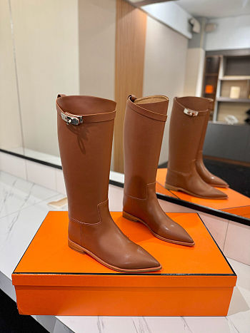 Hermes Boots with Silver Hardware brown