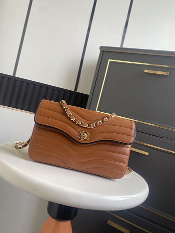 Chanel Flap Bag Patinated Lambskin & Gold Brown size 25.5x16x7cm