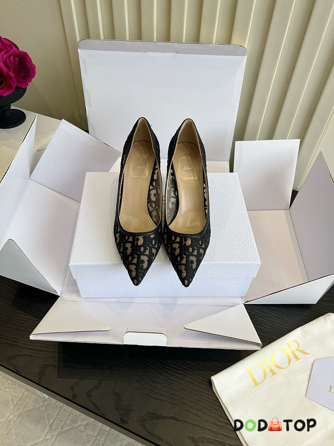 Dior Adiorable Pump Black Dior Oblique Embroidered Mesh 8cm - 1