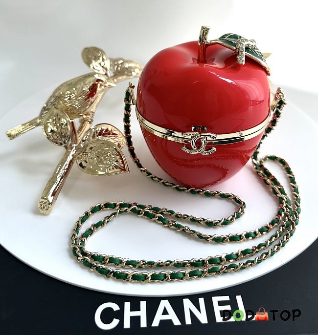 Chanel Apple Minaudiere Metal Enamel Red Green & Golden size 16x10x10cm - 1