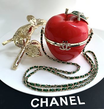 Chanel Apple Minaudiere Metal Enamel Red Green & Golden size 16x10x10cm