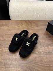 Chanel velvet slippers black -07 - 1