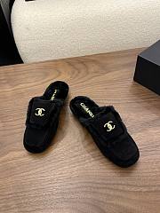 Chanel velvet slippers black -07 - 5