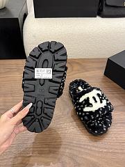 Chanel fur slippers black - 6