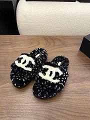 Chanel fur slippers black - 4