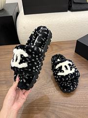 Chanel fur slippers black - 3