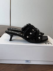 LoeweWomen's Purple X Paula's Ibiza Calfskin Flower Heeled Sandals 4.5cm -01 - 2