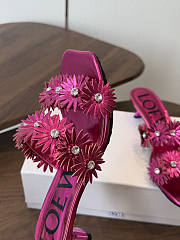 LoeweWomen's Purple X Paula's Ibiza Calfskin Flower Heeled Sandals 4.5cm -03 - 2