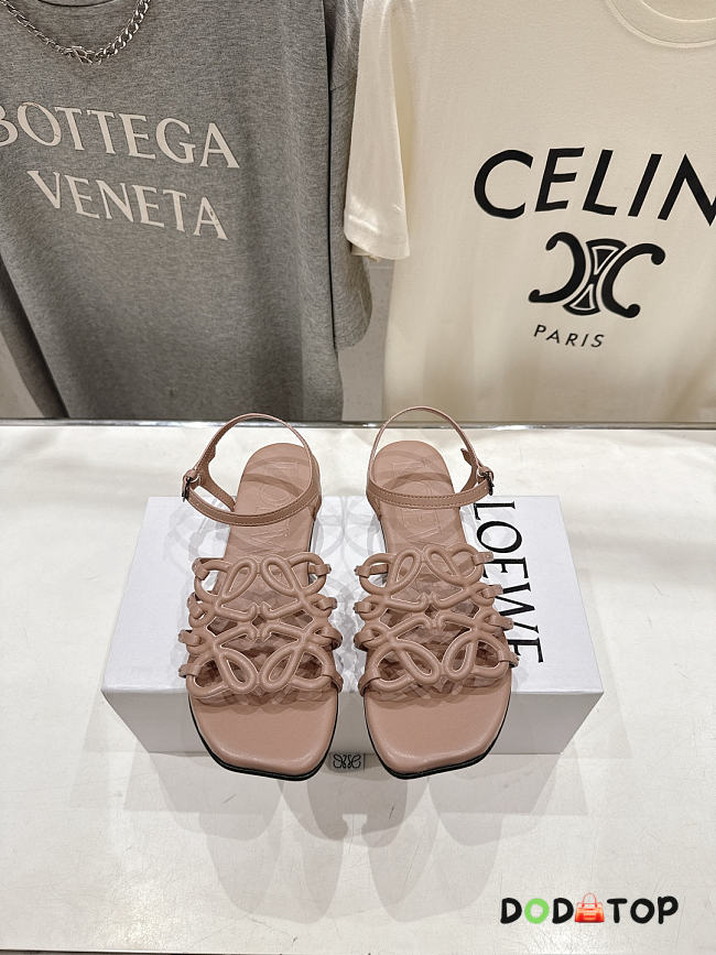 Loewe Women's beige Paula's Ibiza Petal Anagram Leather Sandals - 1