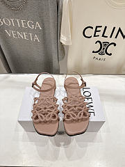 Loewe Women's beige Paula's Ibiza Petal Anagram Leather Sandals - 1