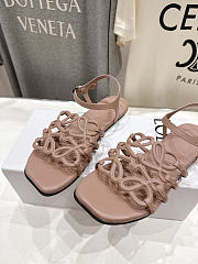 Loewe Women's beige Paula's Ibiza Petal Anagram Leather Sandals - 4